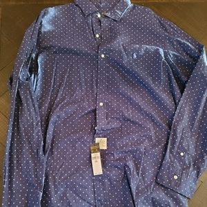 Brand new w/ tags Polo long sleeve button up blue & white...size XXL